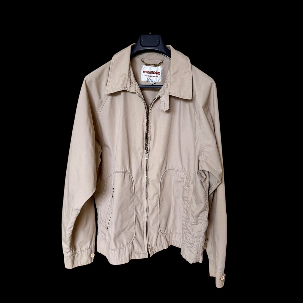 McGregor‎ Tan Harrington Jacket Mens XL Vintage Full Zip Cotton Blend Beige